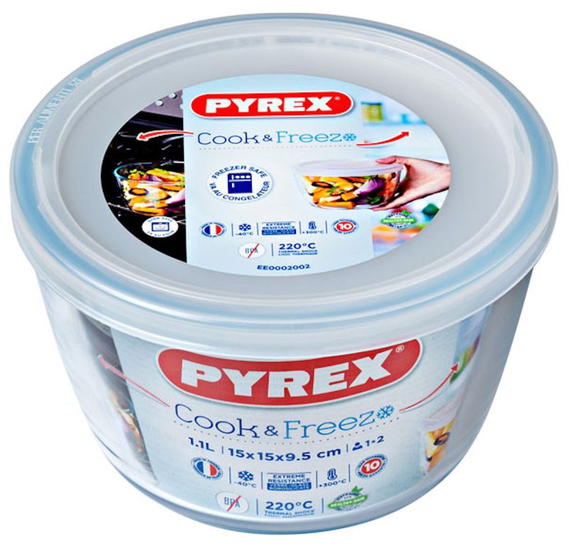 Pyrex Cook  AND  Store Ronde schaal met deksel 15x9 cm