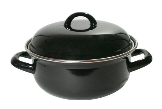 Braadpan 26 cm. emaille zwart