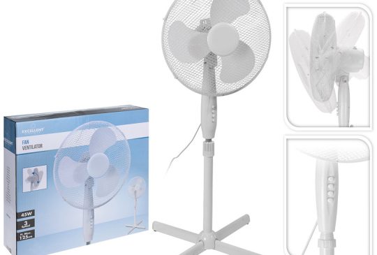 Ventilator staand wit 40cm 125cm hoog 3 snelheden