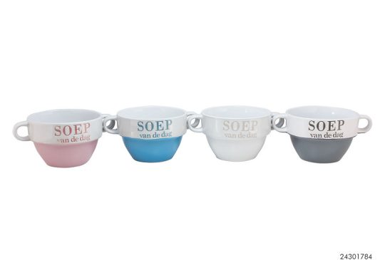 Soepkom 12,5x8,5 cm 4 kleuren assorti