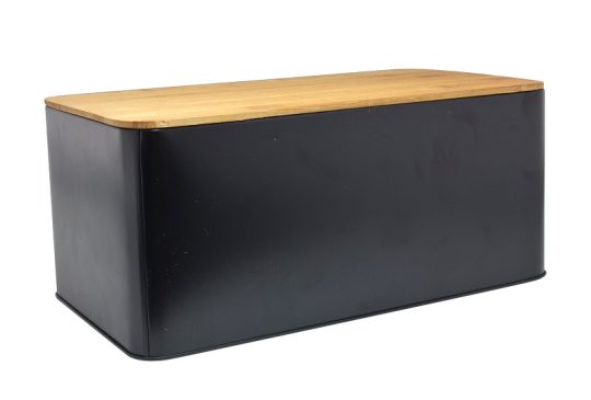 Broodtrommel zwart met plank