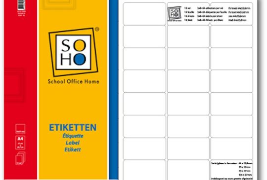 SOHO Etiketten A4 64x33,8mm 10 vel a 24 stuks