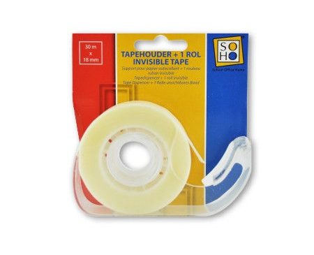 SOHO Tapehouder met rol Invisible tape 18mmx30m