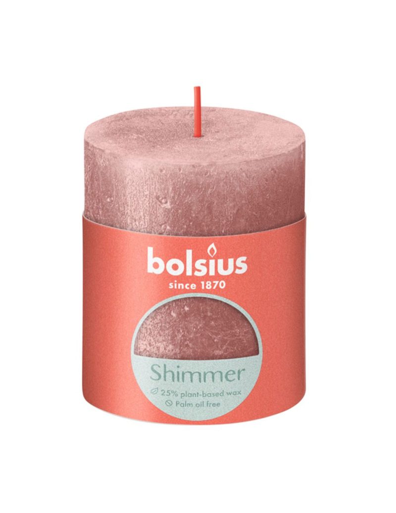 Bolsius Rustiek stompkaars Shimmer 80/68 - Pink