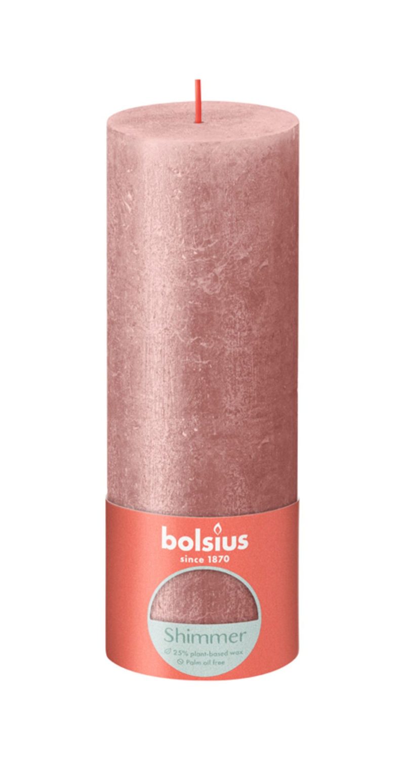 Bolsius Rustiek stompkaars Shimmer 190/68 - Pink