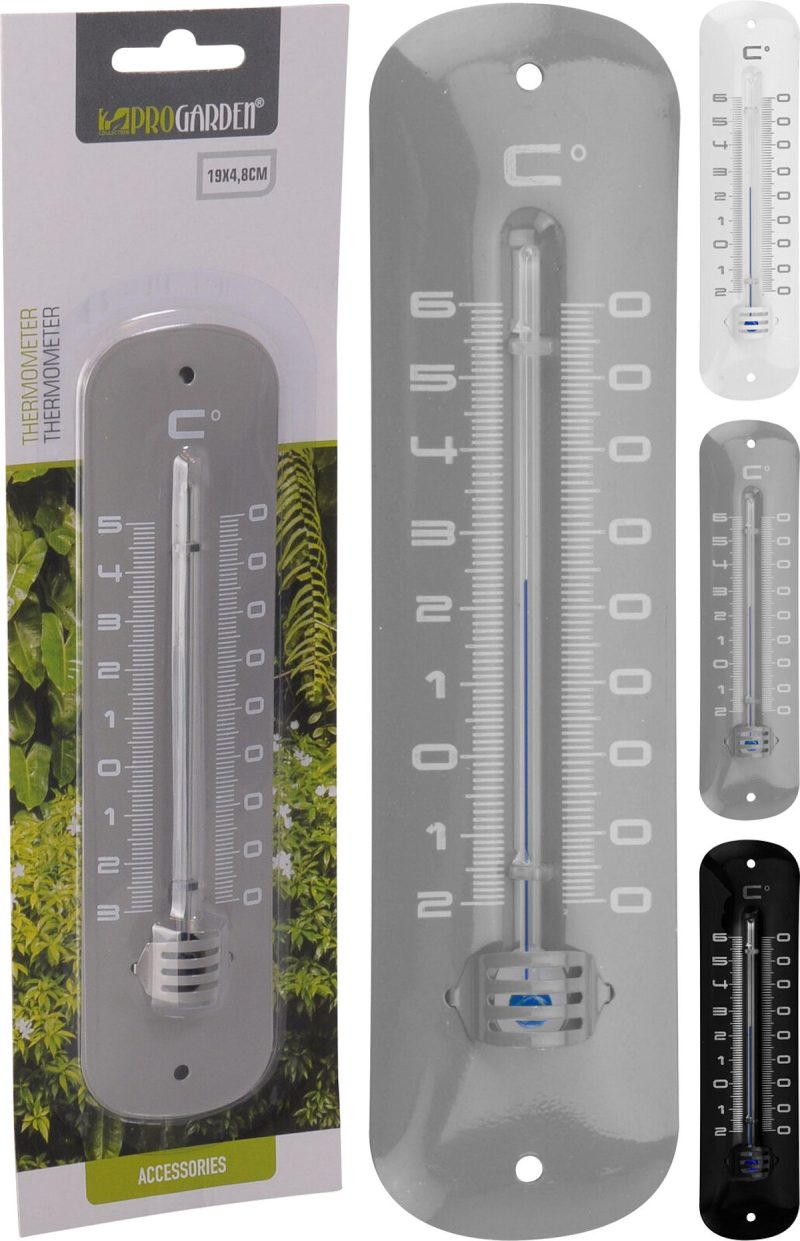 Thermometer metaal 19 cm 3 assorti