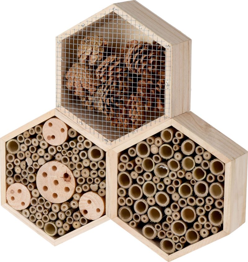 insectenhotel 35 x 35 x 7,5 cm hout naturel