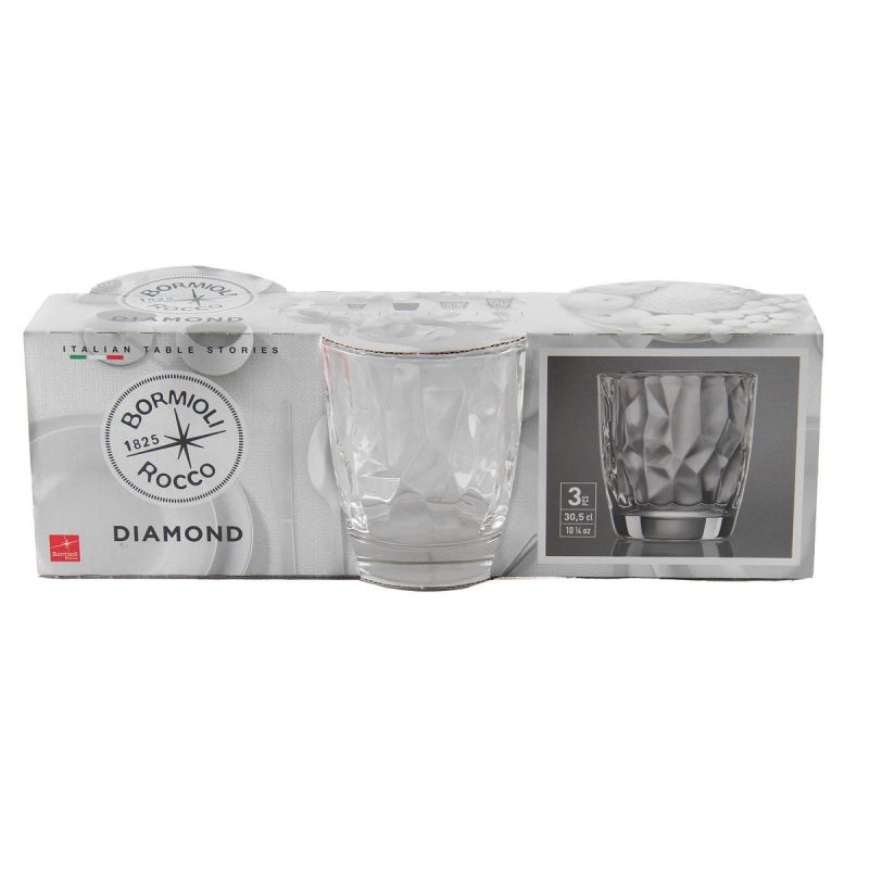 Bormioli Diamond Waterglas 30,5 cl set 3 stuks