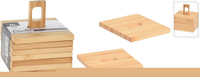 EH Onderzetter Bamboe Set van 6 9x9cm