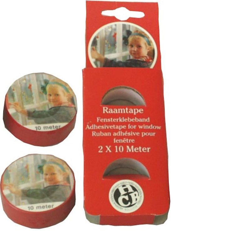 Raamtape Rood 18mmx10mtr 2 rollen