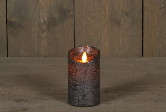 LED Kaars rustiek incl. timer - 7.50x12.50cm - Antraciet