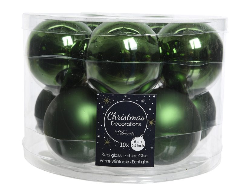 Kerstbal Glas 6.00cm 10 stuks - Groen