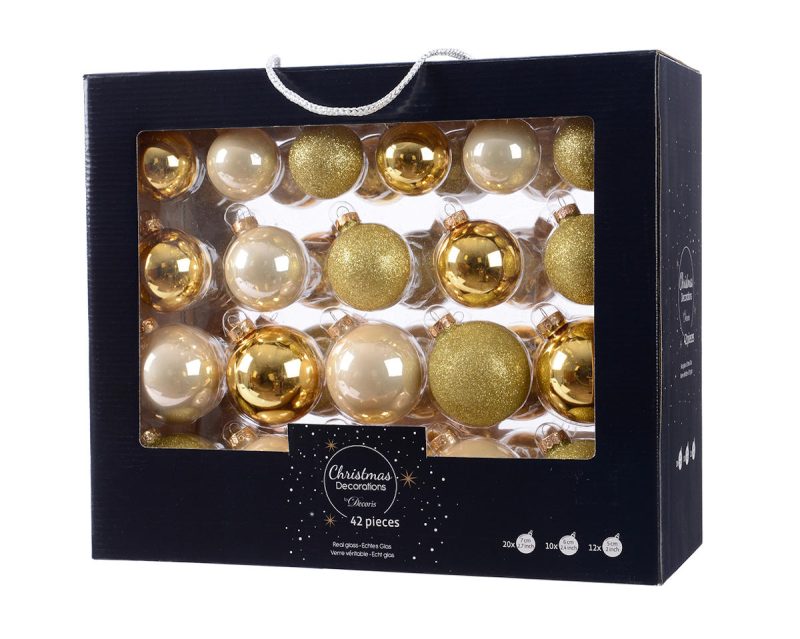 Kerstbal Glas set 42 stuks - Goud