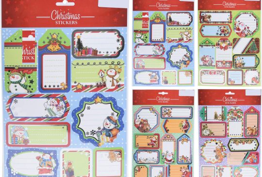 Geschenkstickers 20X30cm 4 assorti