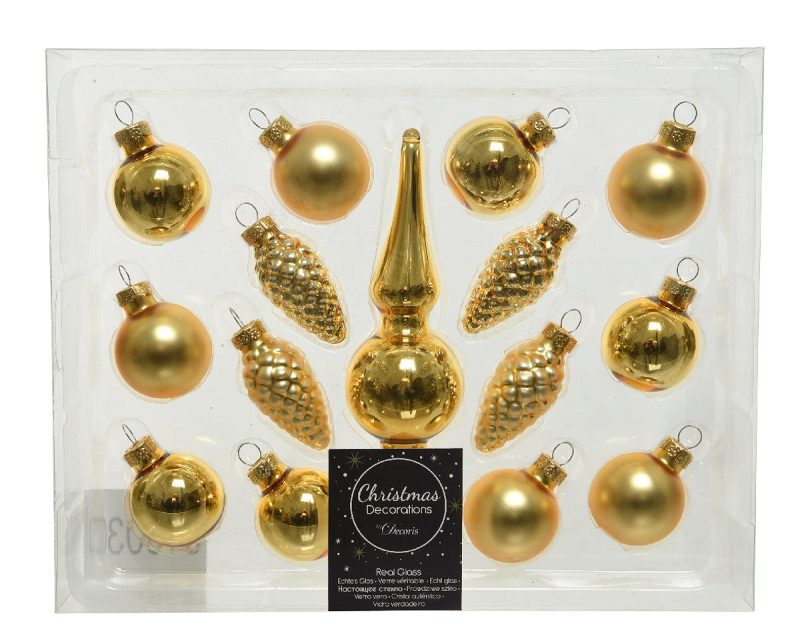 Kerstbal Glas mini set 15 stuks - Goud