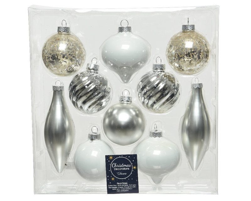 Kerstbal Glas set 10 stuks - Zilver