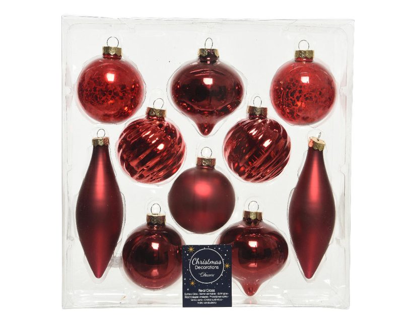 Kerstbal Glas set 10 stuks - Rood