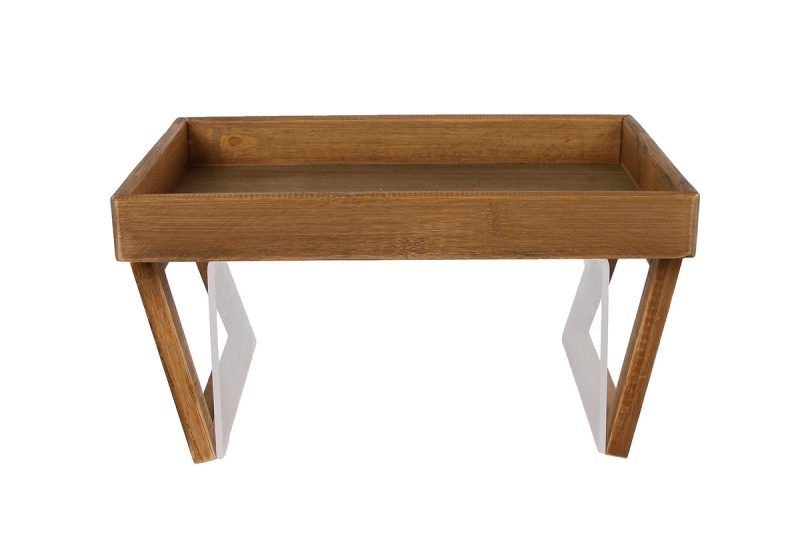 Dienblad rechthoekig met klem bruin hout 30x20x3 cm