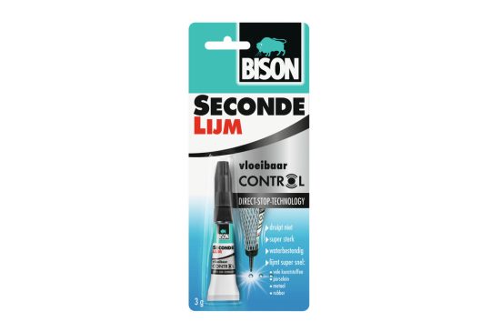 Bison Secondelijm Control Vloeibaar 3g tube kaart  
