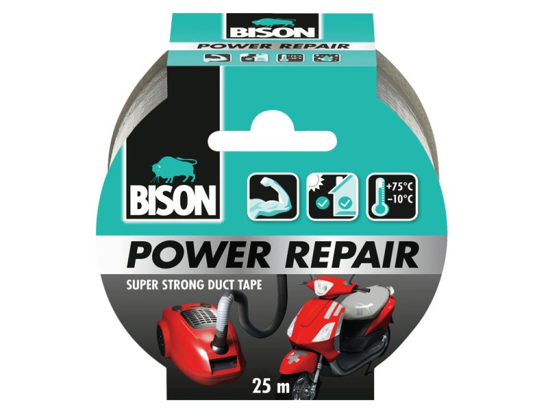 Bison Power Repair Tape grijs rol 25 meter