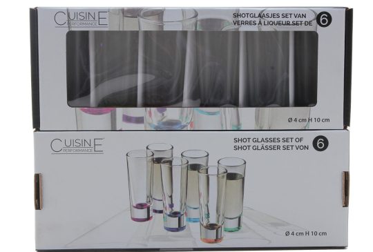 Cuisine Performance Shotglas hoog 4x10cm 70cm 6 stuks