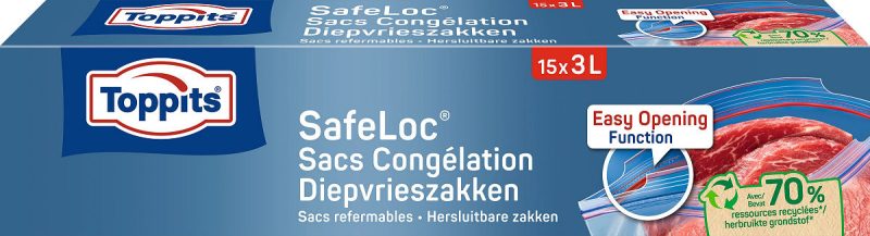 Toppits Safe-Loc Zip Diepvrieszakken 3L 15 stuks